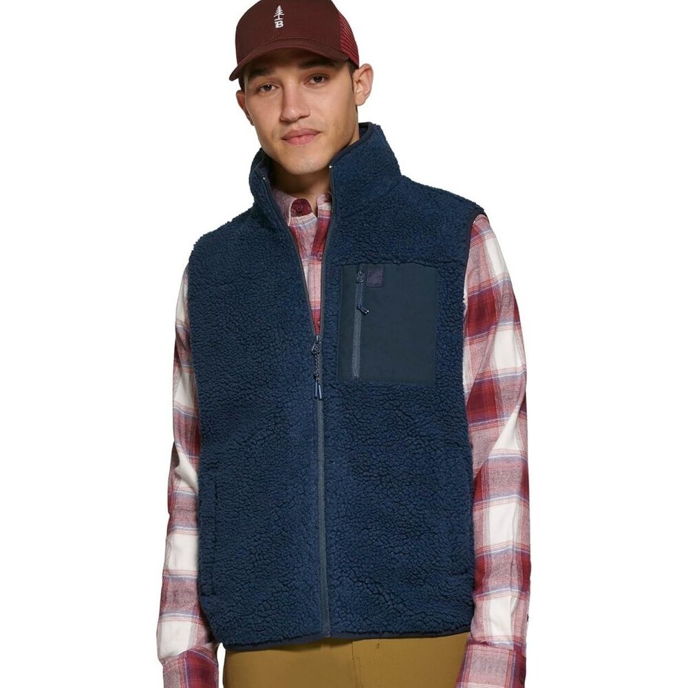 BASS OUTDOOR Coastal Sherpa Fleece Vest Jacket Blue Men's XXL NWT Full Zip